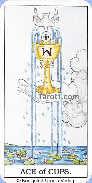 Daily Tarot card tomorrow Ace of Cups, Waite Tarot