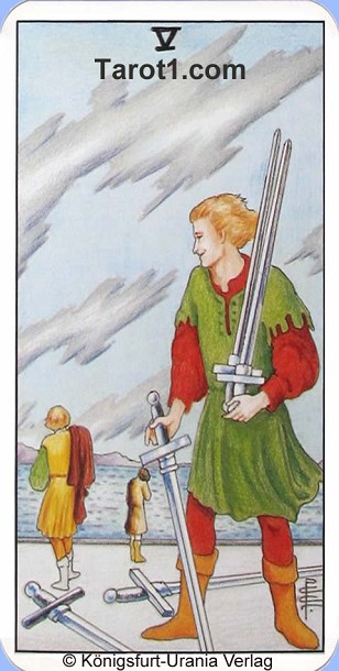 Tomorrow's Aries Horoscope Five of Swords