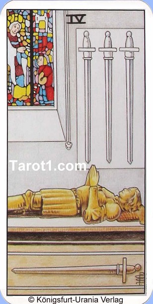 Daily Tarot card tomorrow Four of Swords, Waite Tarot