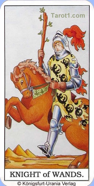 Daily Tarot card tomorrow Knight of Wands, Waite Tarot