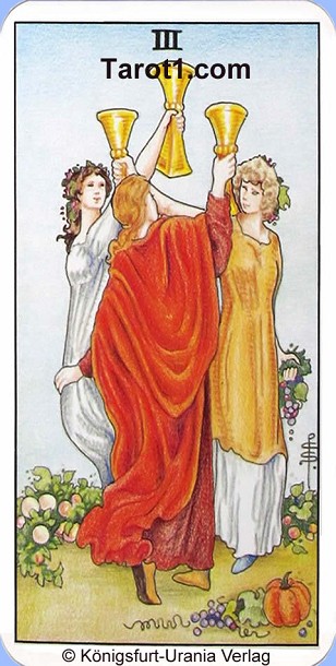 Daily Tarot card tomorrow Three of Cups, Waite Tarot