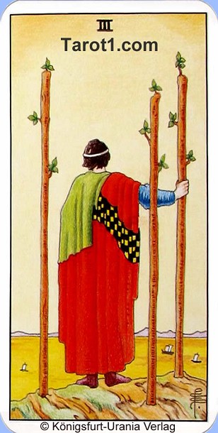 Daily Tarot card tomorrow Three of Wands, Waite Tarot