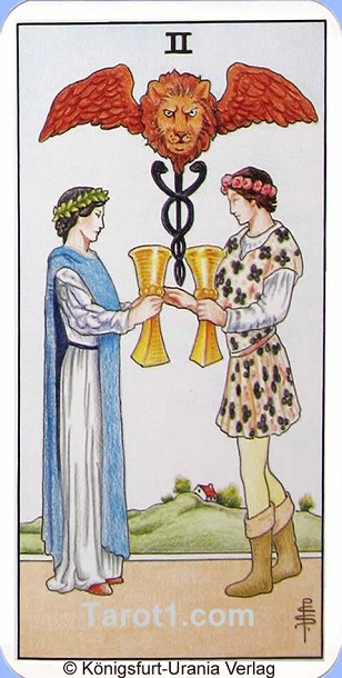 Daily Tarot card tomorrow Two of Cups, Waite Tarot