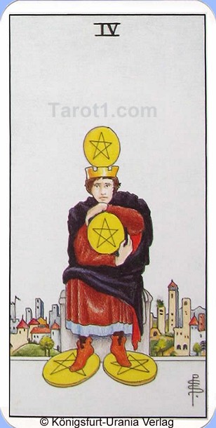 Meaning of Four of Pentacles from Rider Waite Tarot