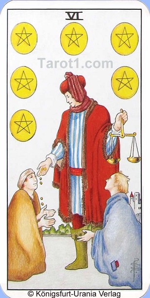 Meaning of Six of Pentacles from Rider Waite Tarot