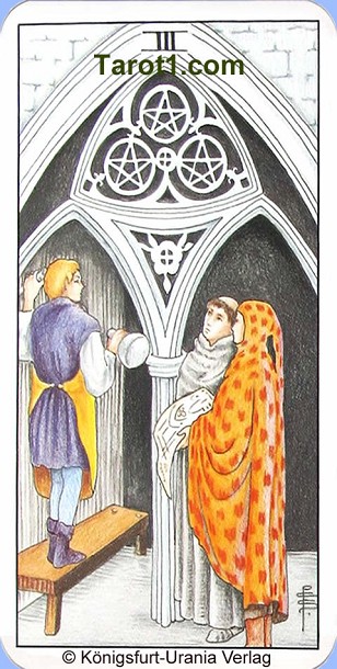 Meaning of Three of Pentacles from Rider Waite Tarot